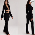 House of CB Layla Black V-Front Trousers Size XS $149