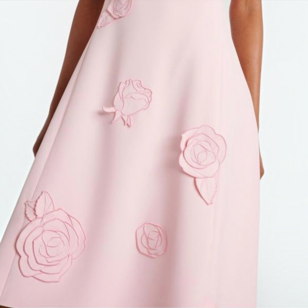 LEO LIN Cleo Appliqué Sleeveless Midi Dress Blush Pink Size 10