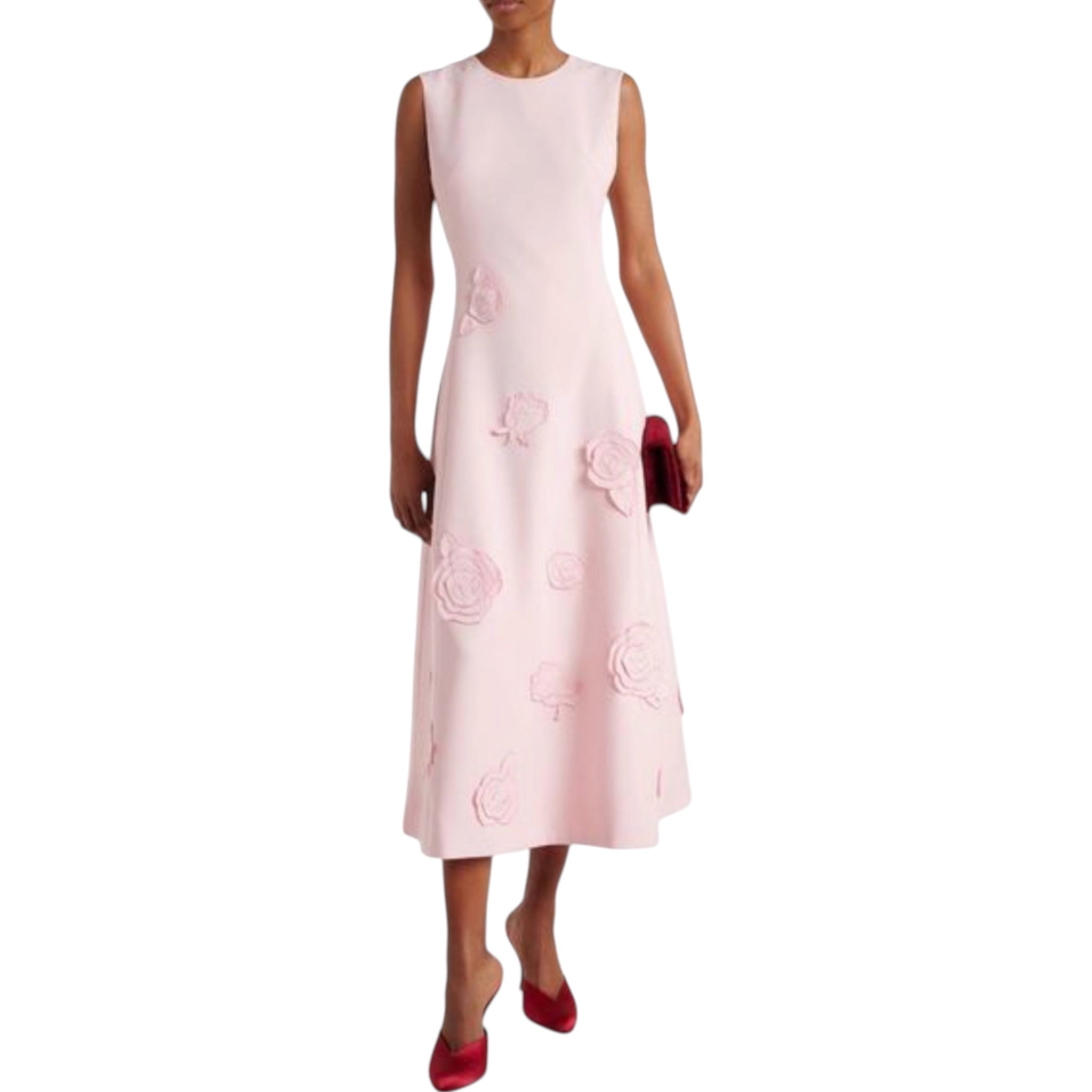LEO LIN Cleo Appliqué Sleeveless Midi Dress Blush Pink Size 10