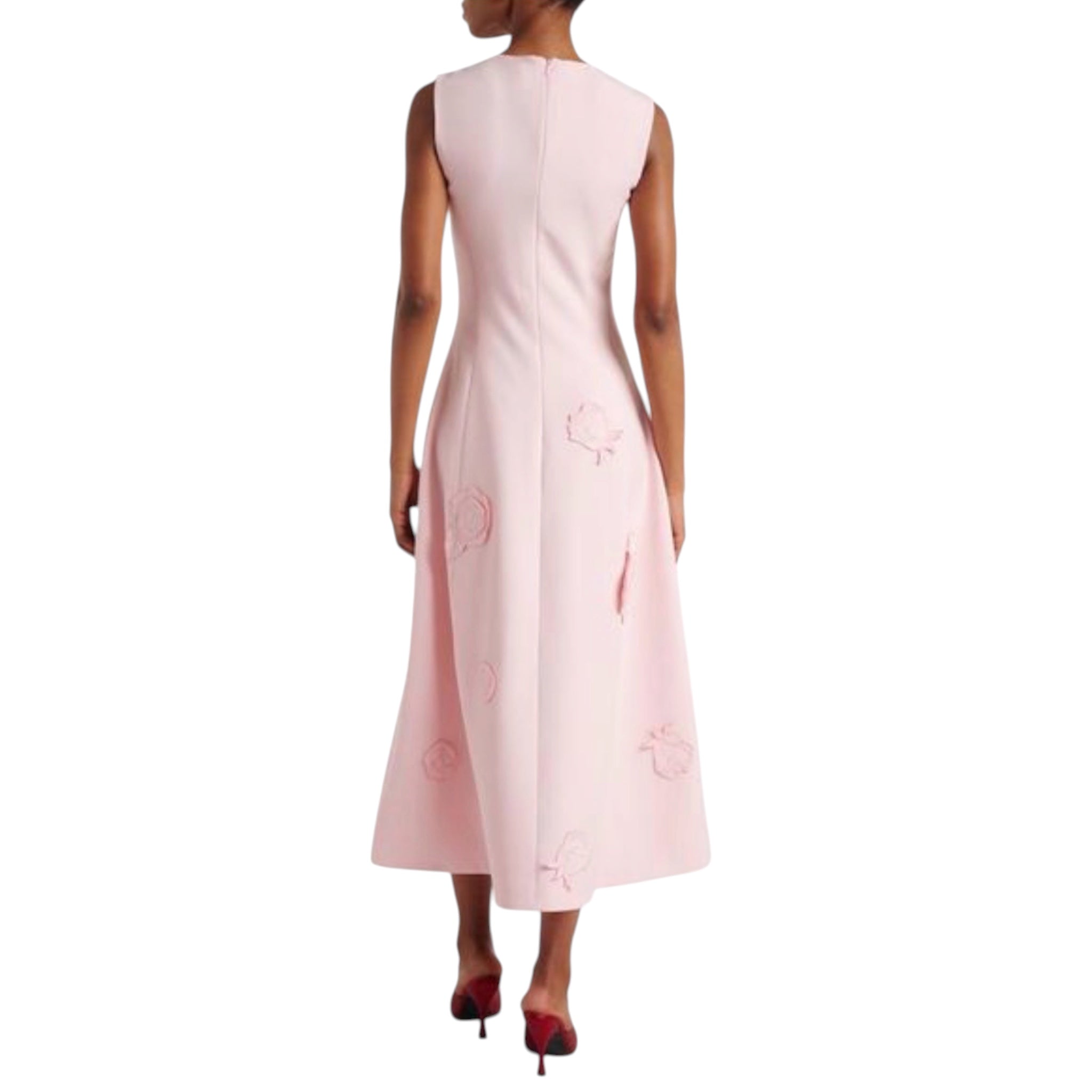 LEO LIN Cleo Appliqué Sleeveless Midi Dress Blush Pink Size 10