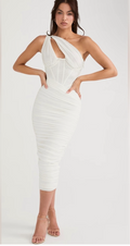 House of CB Valentina Ivory
Asymmetric Cutout Midi Dress Sz XS
$225