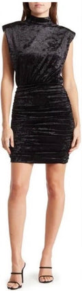 Ronny Kobo Adele Open Back Mini Dress Black Crushed Velvet Sleeveless Small $240