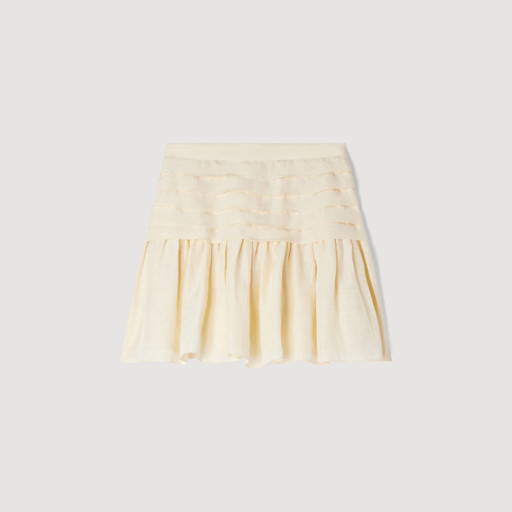SANDRO Vanilla Pleated Crop Top & Mini Skirt Set FR 42 US 10