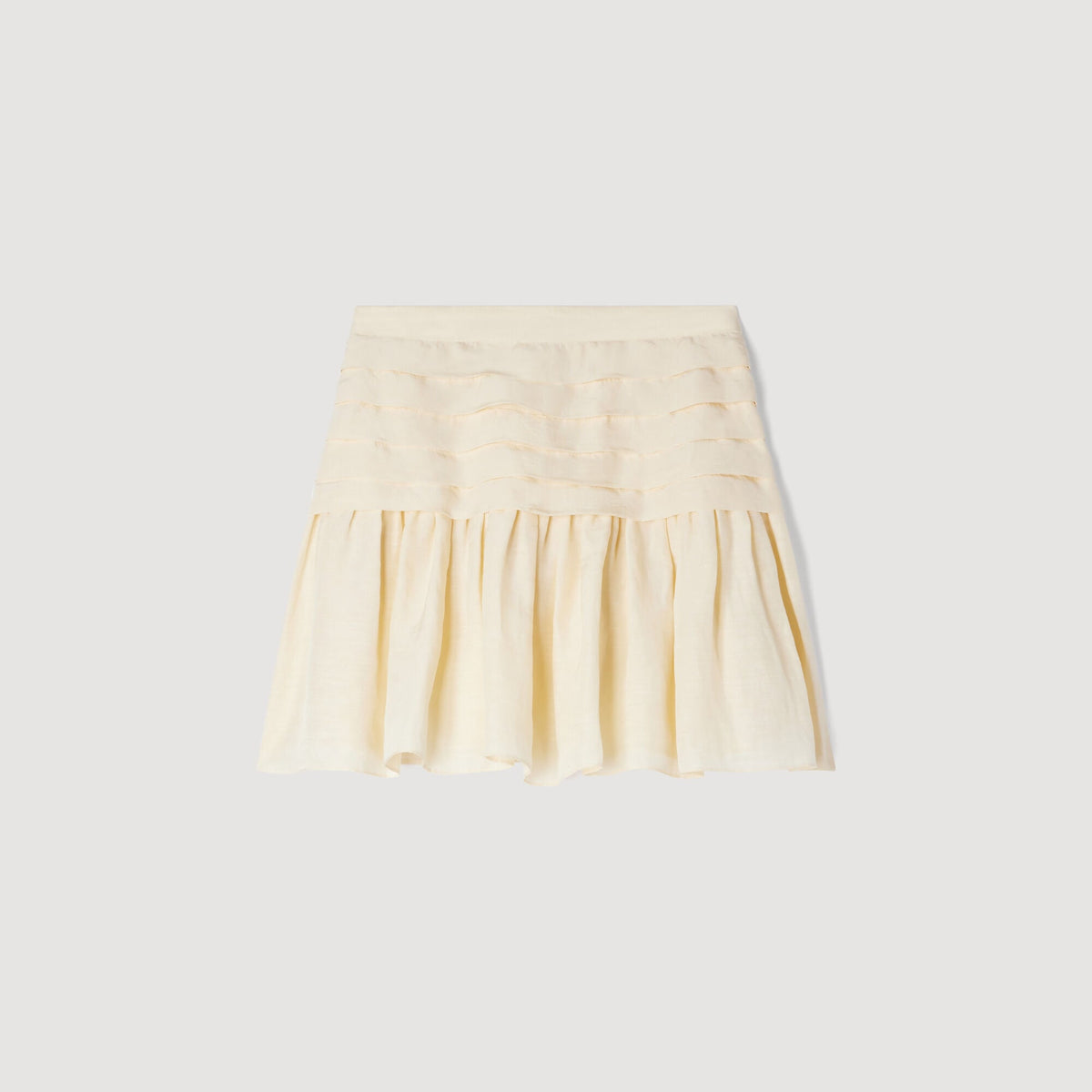 SANDRO Vanilla Pleated Crop Top & Mini Skirt Set FR 42 US 10