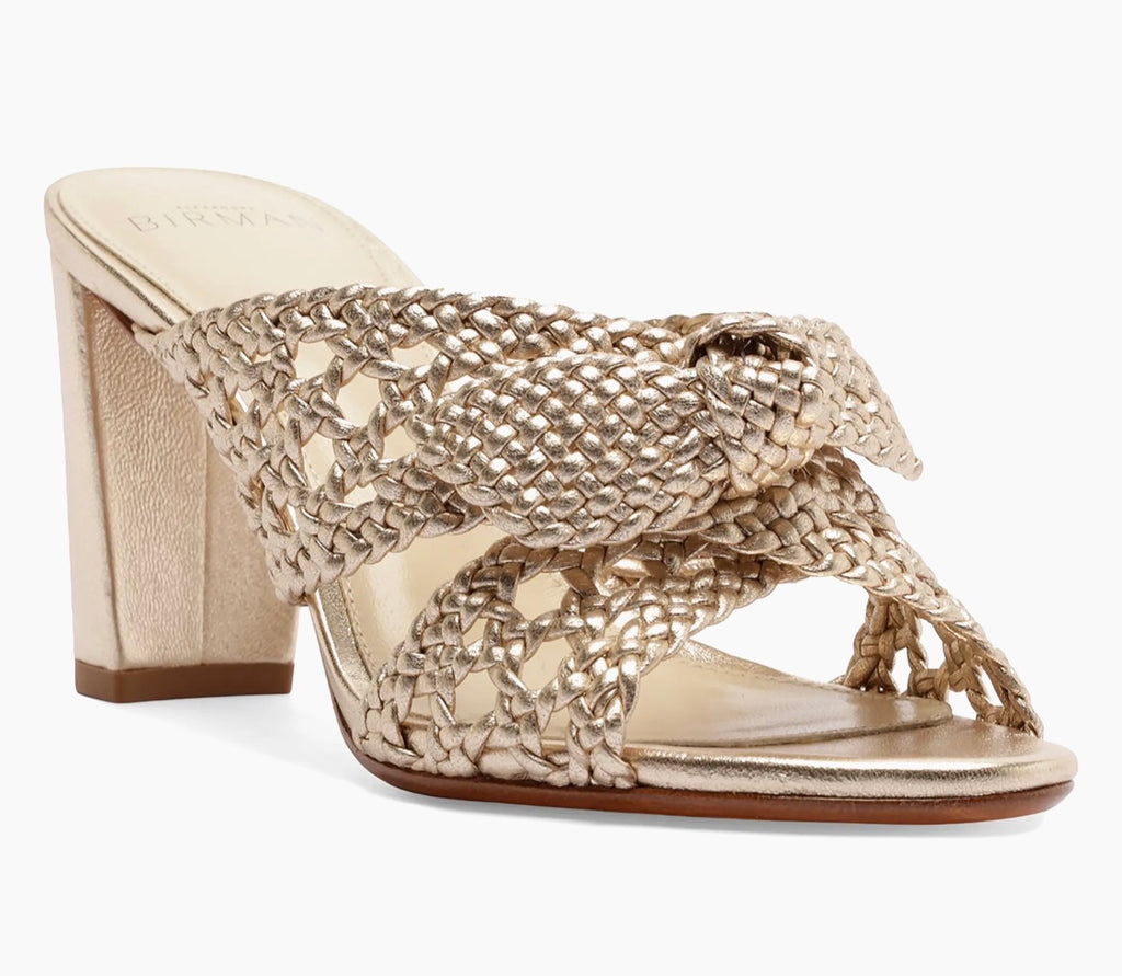 Alexandre Birman Belinda 75mm Woven Leather Mules Gold
Size 38.5 / US 8.5