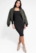 Popilush The Shapewear Dress Long Sleeve Midi in Black $100
