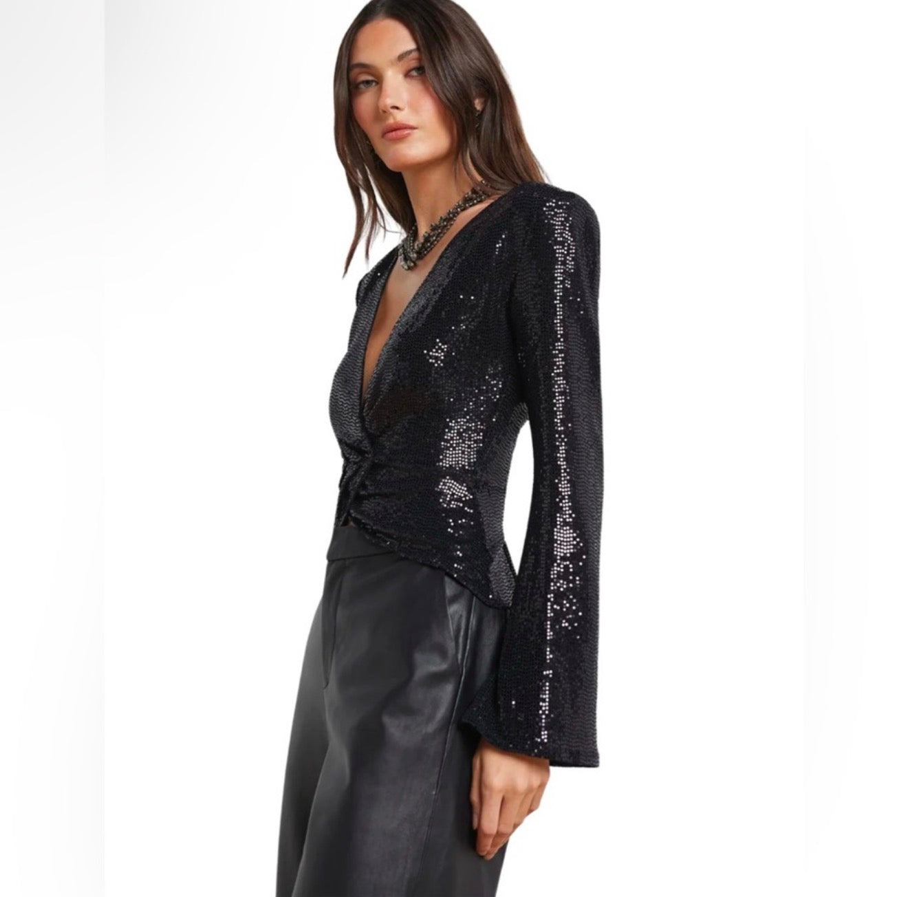 L'AGENCE Katya Bell Sleeve
Top Sequin Black Small