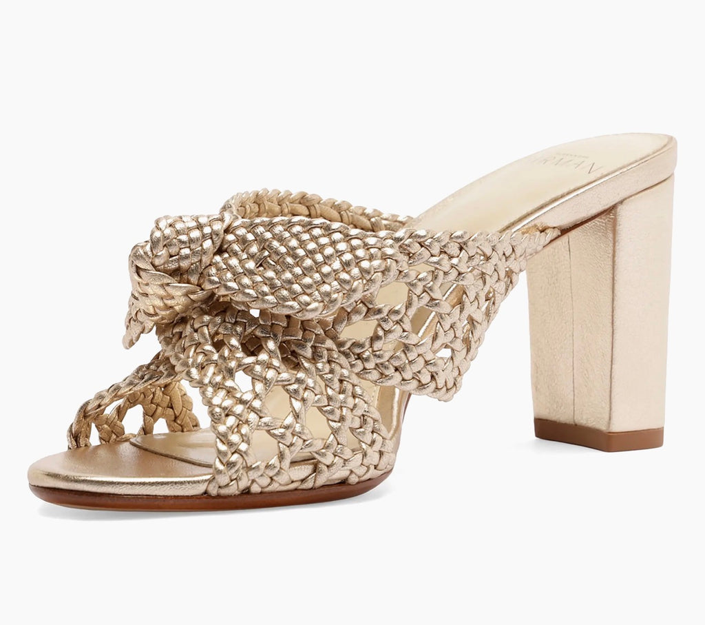 Alexandre Birman Belinda 75mm Woven Leather Mules Gold
Size 38.5 / US 8.5