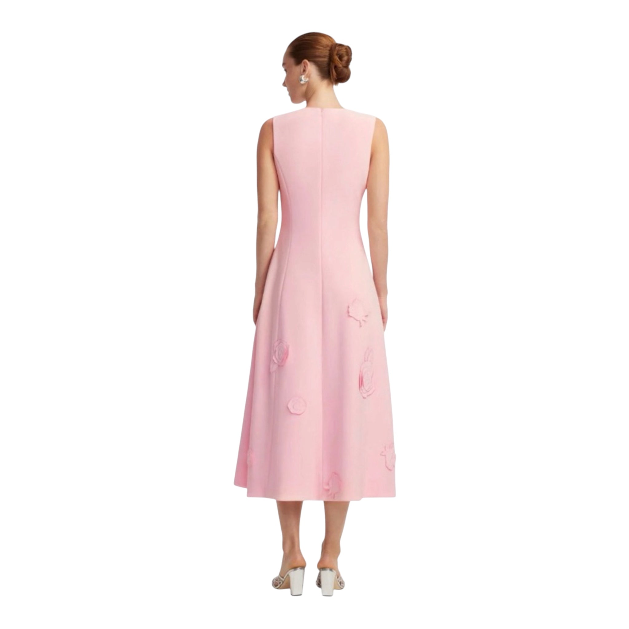 LEO LIN Cleo Appliqué Sleeveless Midi Dress Blush Pink Size 10