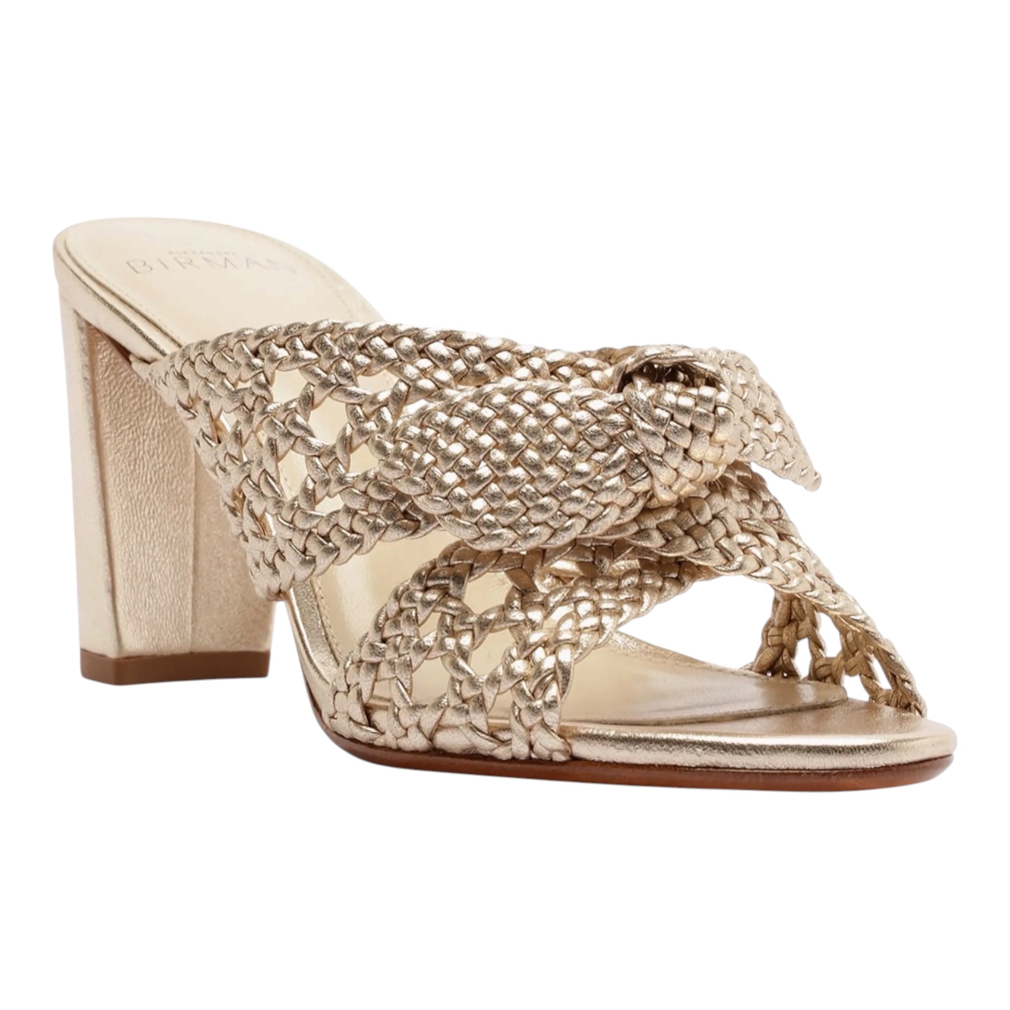 Alexandre Birman Belinda 75mm Woven Leather Mules Gold
Size 38.5 / US 8.5