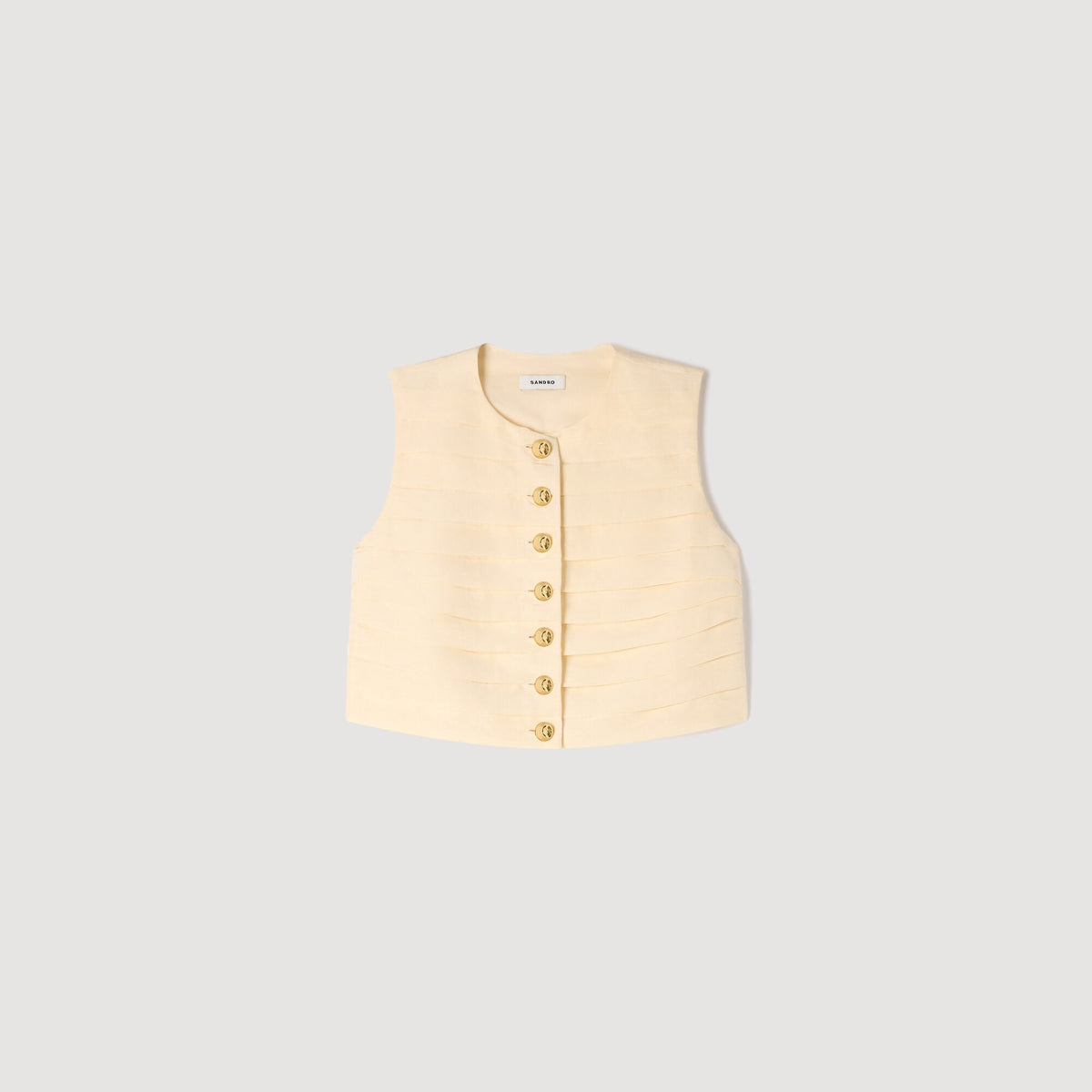SANDRO Vanilla Pleated Crop Top & Mini Skirt Set FR 42 US 10