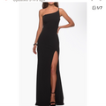 La Femme One-Shoulder Jersey Gown in Black Sz 10 $228