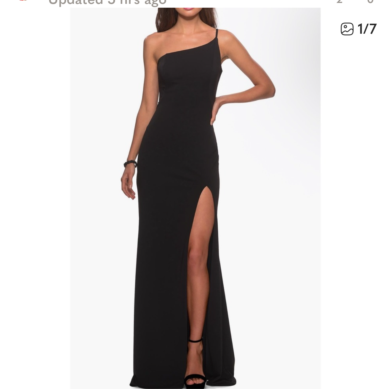 La Femme One-Shoulder Jersey Gown in Black Sz 10 $228