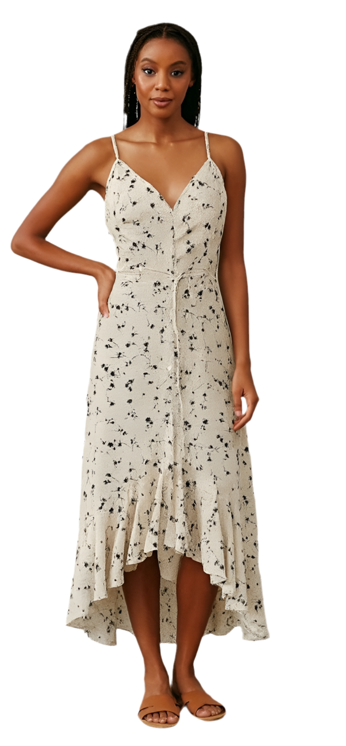 Bishop + Young Serene Summer Dress in Cream with Black Print Sz Small
$128