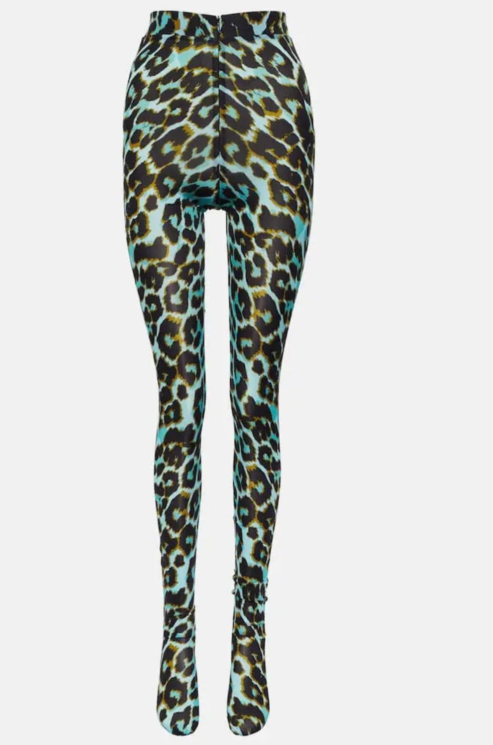 ALEX PERRY Cadie Leopard Print Tights Blue UK 8 US 4 $650