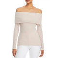Enza Costa Off Shoulder Ribbed Knit Top Rose Tan Size Small New