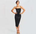 Ser.o.ya Birdie Midi Bodycon Dress Black Stretch Satin Sz Small
$295