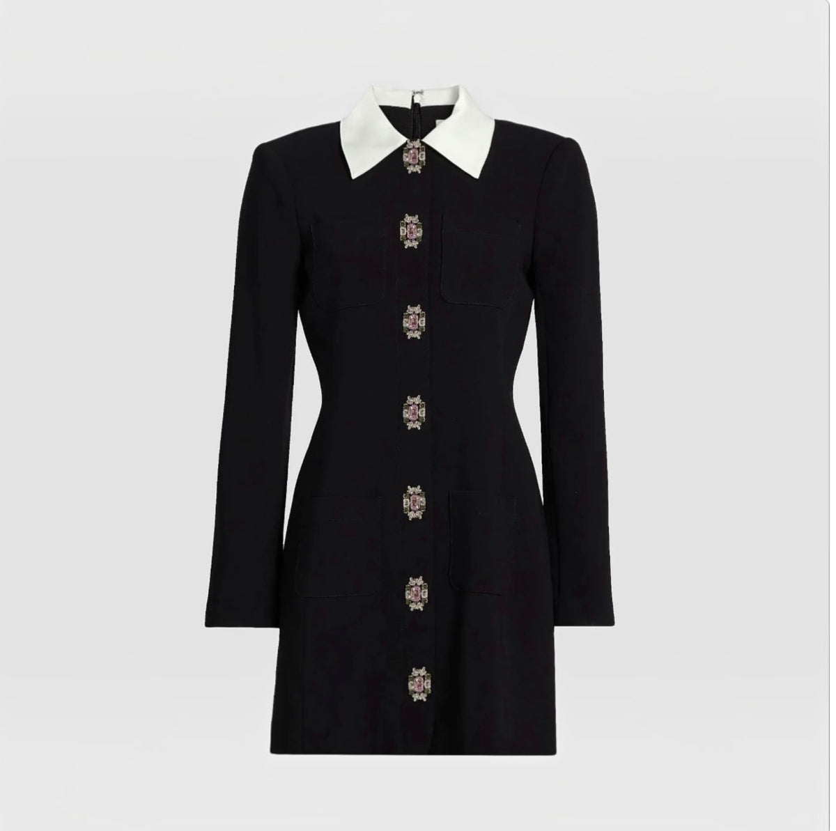 CINQ À SEPT Sheryl Crystal-Embellished Shirtdress Black/Ivory Size 8