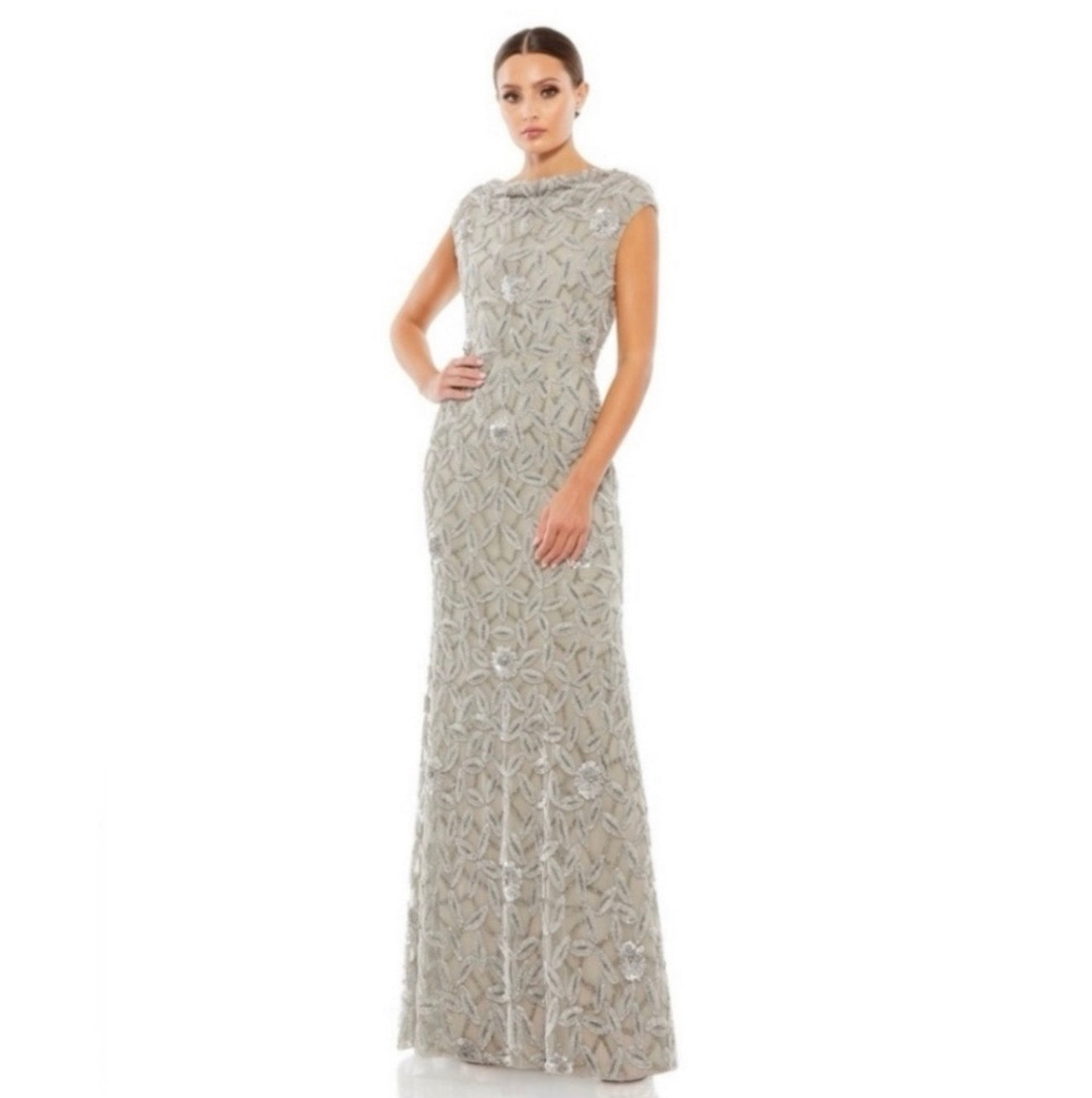 Mac Duggal 93537 Cowl
Neckline Embellished Sequin Floral
Dress Sz 8