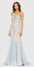 Mac DUGGAL 79264 Blue Embroidered Applique Feathered One Shoulder
Trumpet Gown Sz 10 
$998