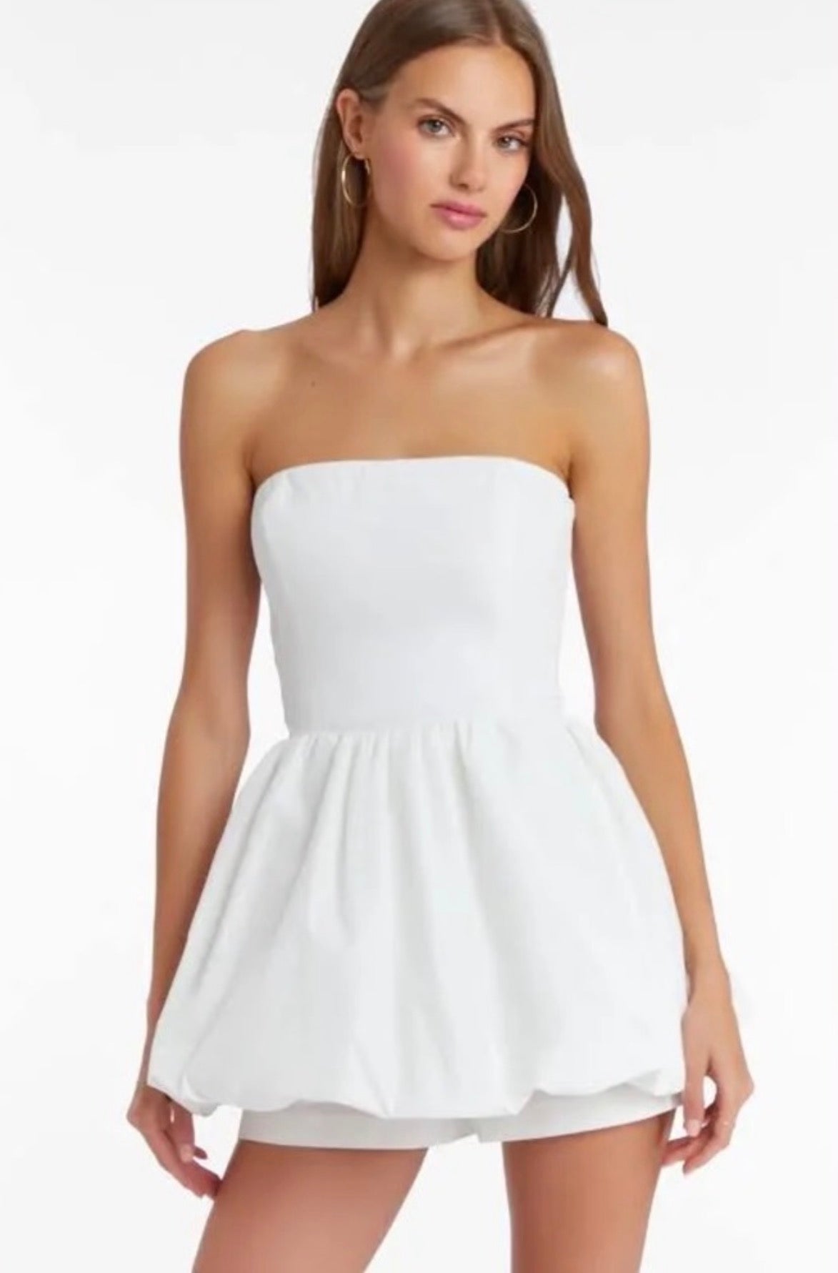 Amanda Uprichard Saylor Skort Romper White Bubble Hem Strapless Size Small $251