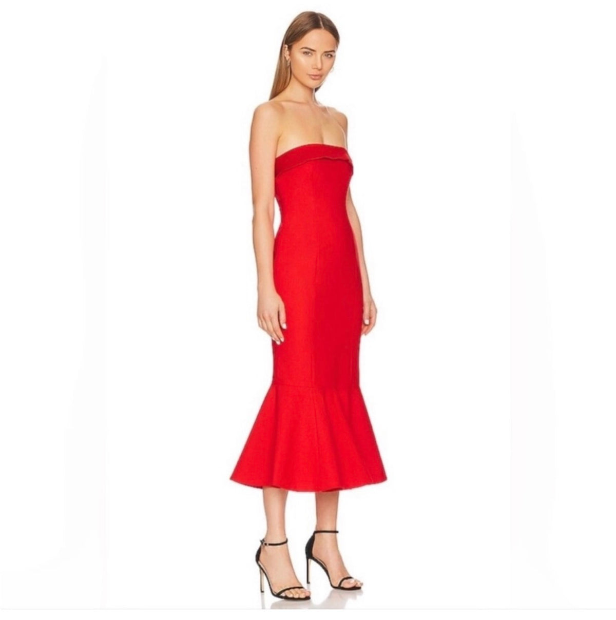 Cinq a Sept Mazzy Strapless Trumpet Midi Dress Red sz 4