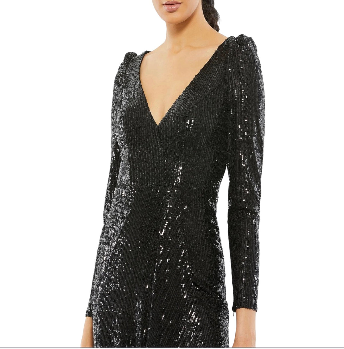 IEENA FOR MAC DUGGAL 26395 Black Sequin Long Sleeve Gown Size 4