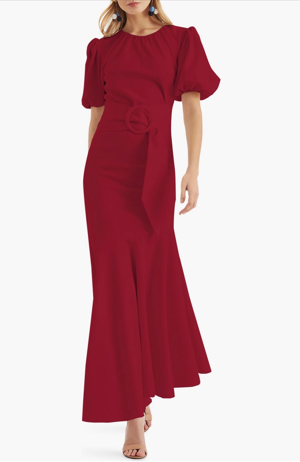 Sachin & Babi Camila Dark Red Asymmetric Hem Belted Dress Size 8 $650