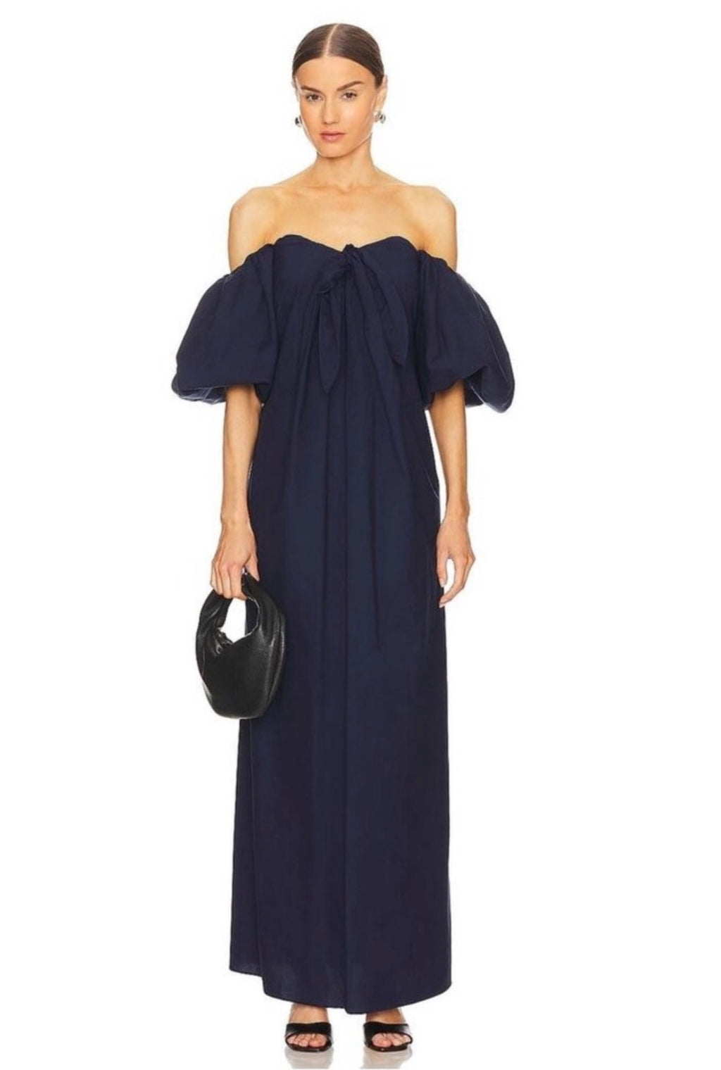 Caroline Constas Reyna Off the Shoulder Maxi Dress Navy XXS