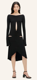 courrèges DROP ZIPPED CREPE JERSEY DRESS In Black Sz 38 US 6
$1,780