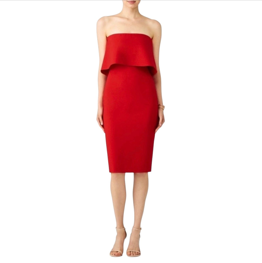 LIKELY Strapless Ruffle Driggs Dress in Scarlet Red Sz 8
