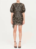 RHODE Hannah Black Gold Metallic Silk Blend Ruffle Mini Skirt $365