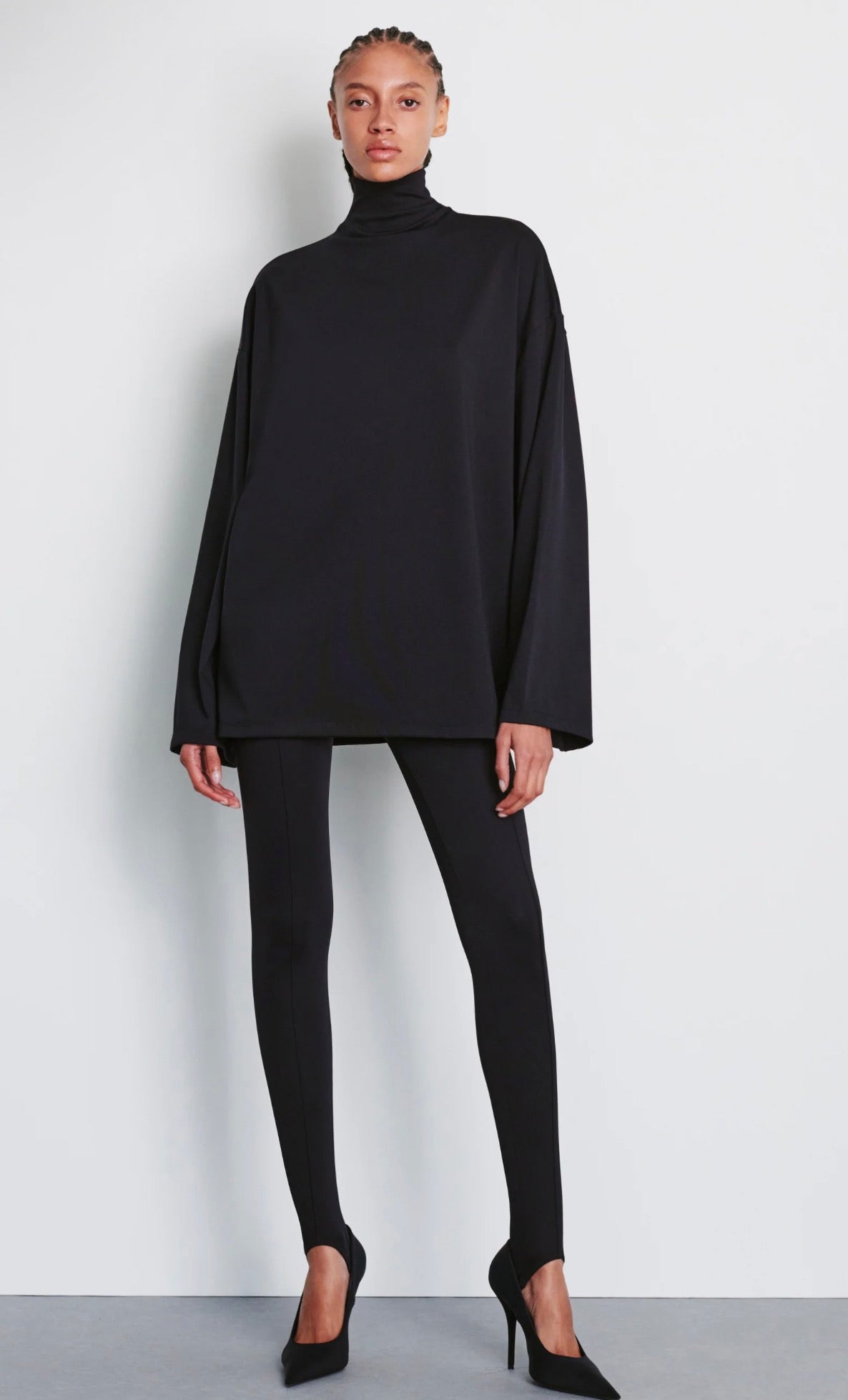 WARDROBE.NYC Opaque Stirrup Leggings Black Size Large