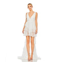 leena Mac Duggal 55320 High Low Tiered Gown with Built in Bodysuit Size 4 $398