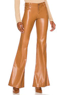 Alice & Olivia Marshall Vegan Leather Crop Bell Pant in Camel Sz 0 $395