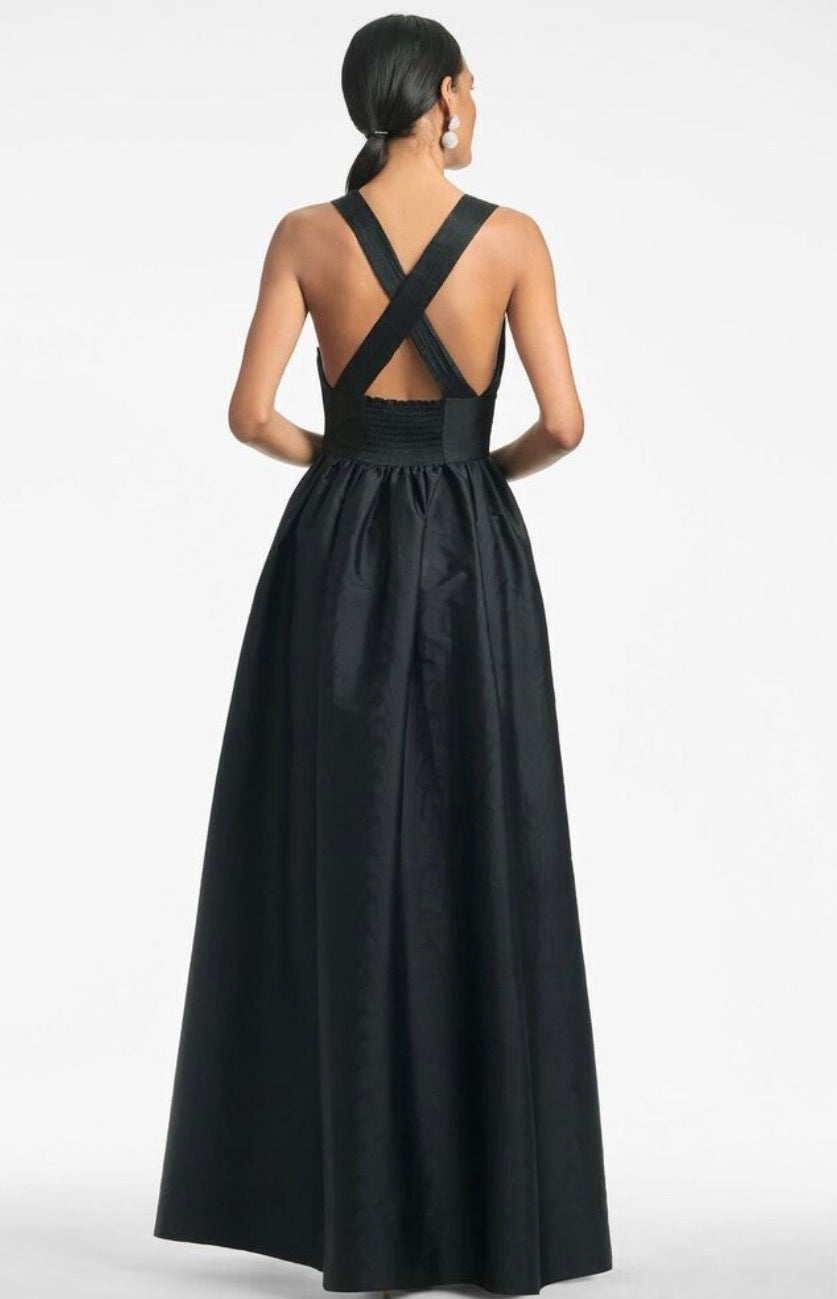 Sachin + Babi Kenzia Black Moiré Taffeta Gown – Size 12 $895