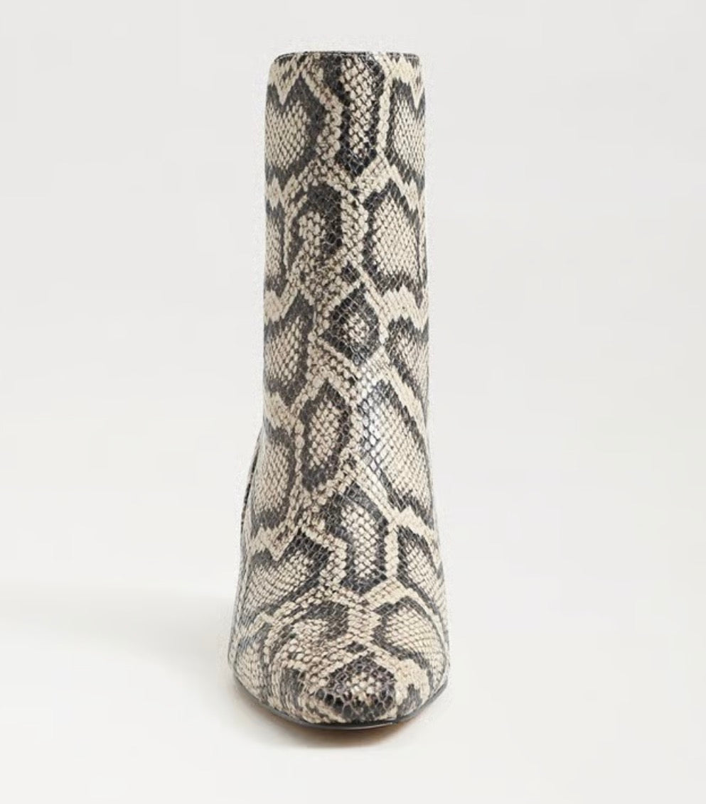 Sam Edelman Margo Kitten Heel Booties – Roccia Grey Snake Print – Size 6
