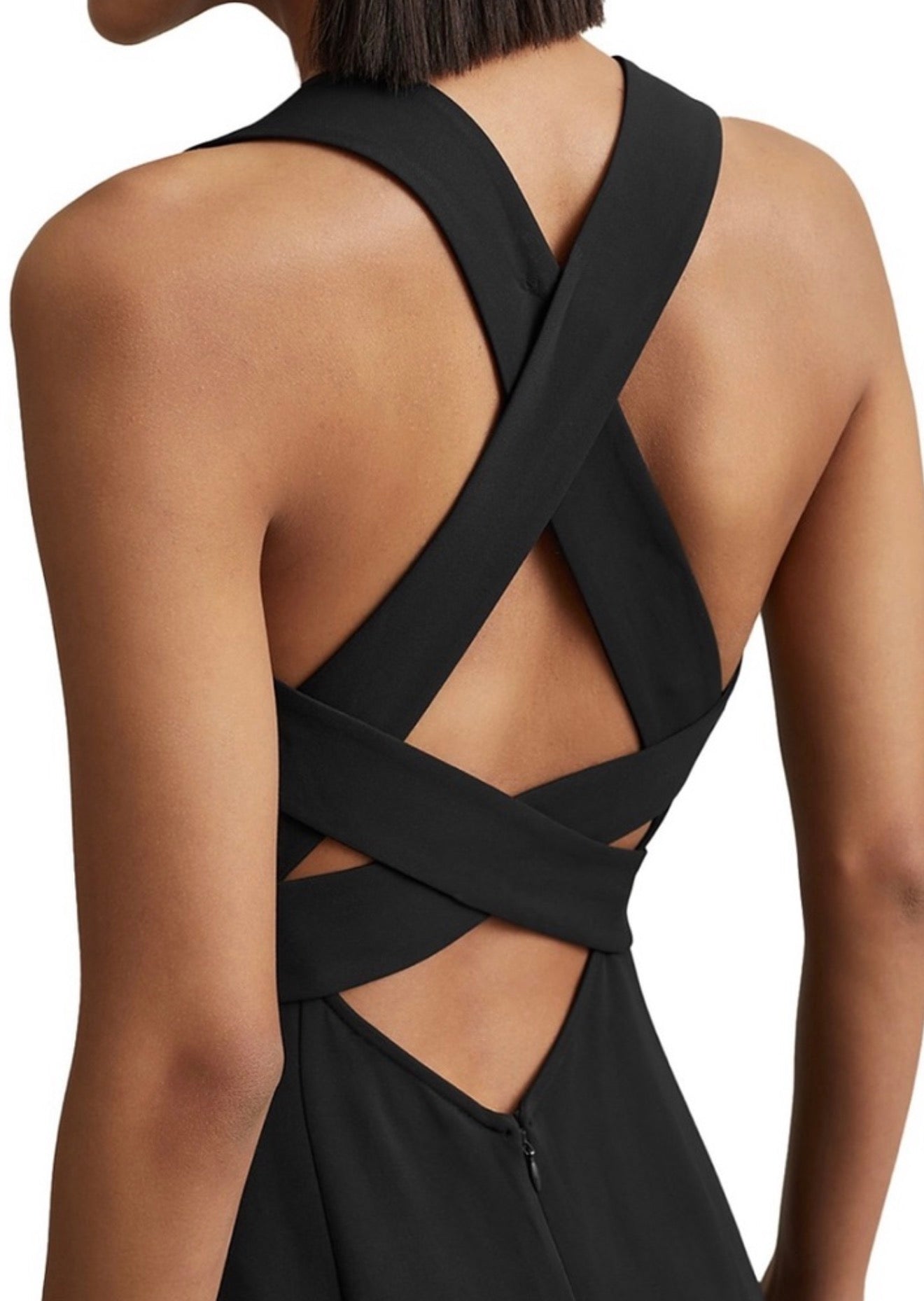 REISS
Nylah Cross-Back Bodycon Midi Dress black Sz 0 $385