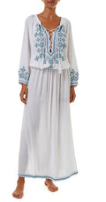 Melissa Odabash SIENNA WHITE/MINT
EMBROIDERED 3/4 SLEEVE
MAXI DRESS Small $270