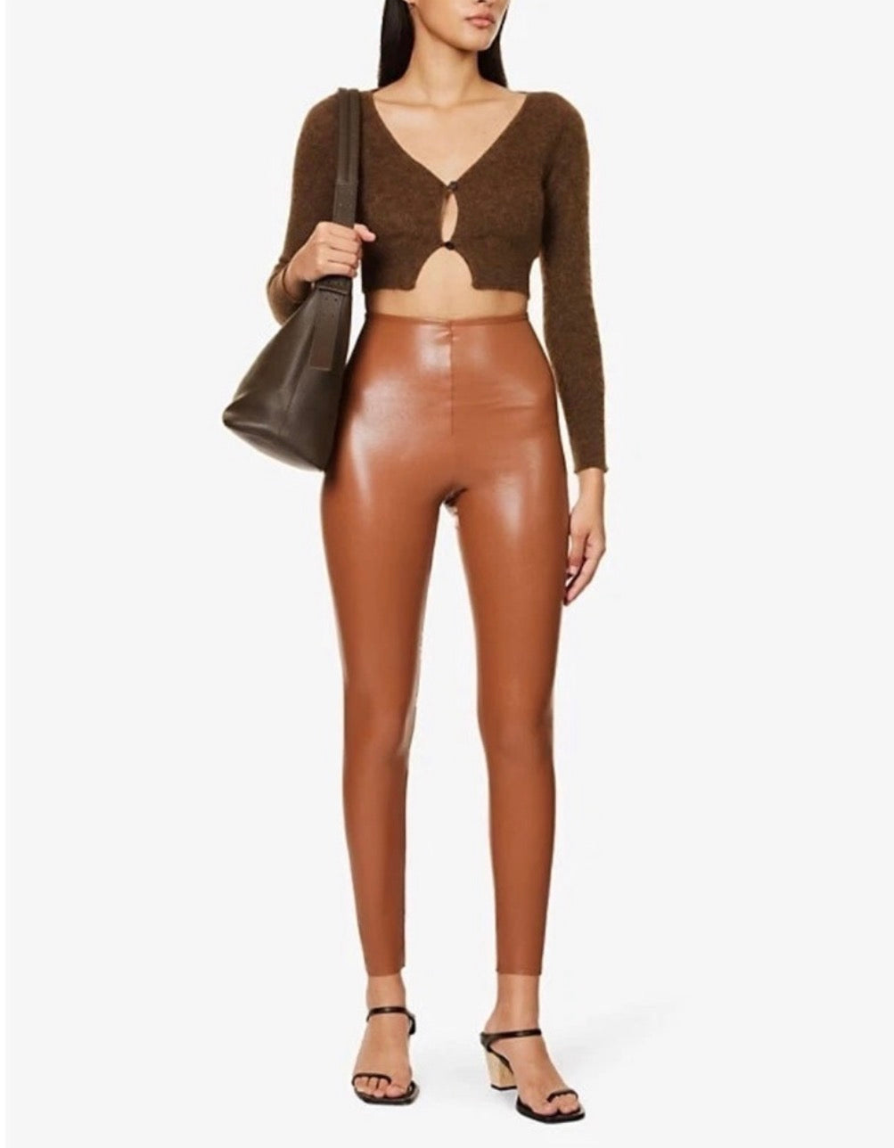 Commando Control Top Faux Leather Leggings – Cocoa – Size Medium