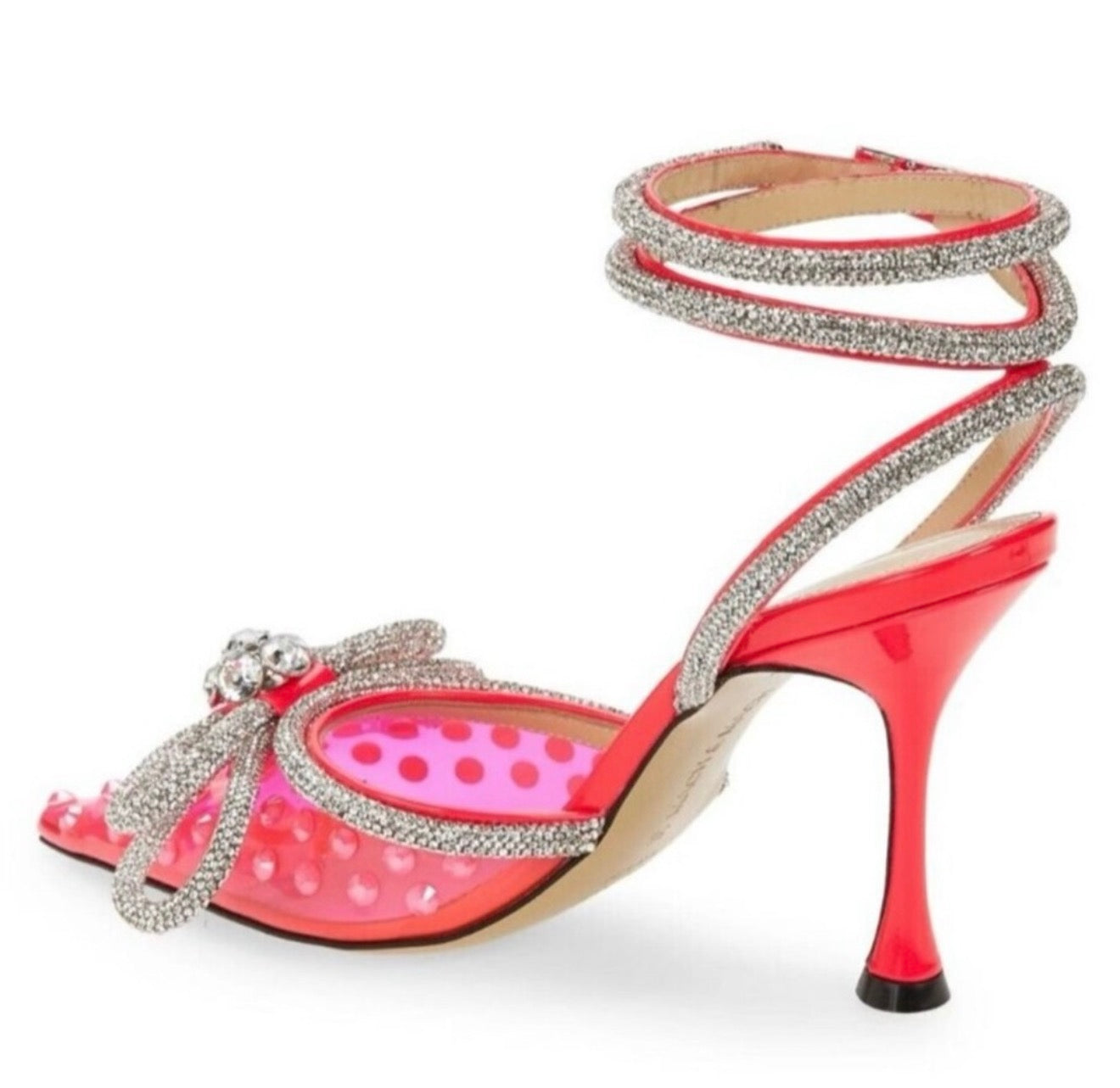 Mach & Mach Double Bow Pink Stiletto Heels with Rhinestone Accents Sz 37 US Sz 7  $1,100