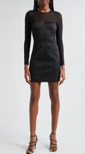 Alice + Olivia Takako Mesh
Long Sleeve Mini Dress Black Sz 2 $495
