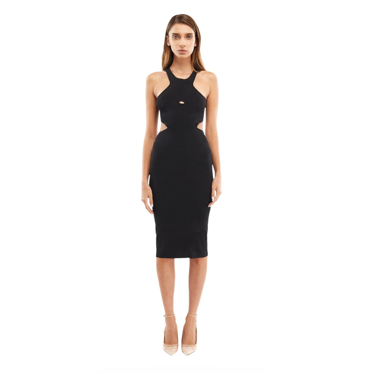 MOTHER OF ALL Devon Knit Cutout Midi Dress Black