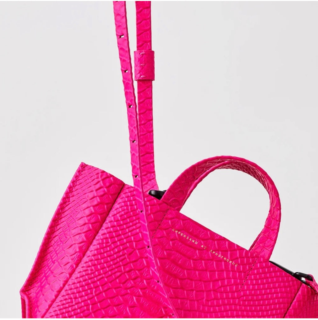 Ampersand As Apostrophe Neon Pink Python Micro Tote Leather $473