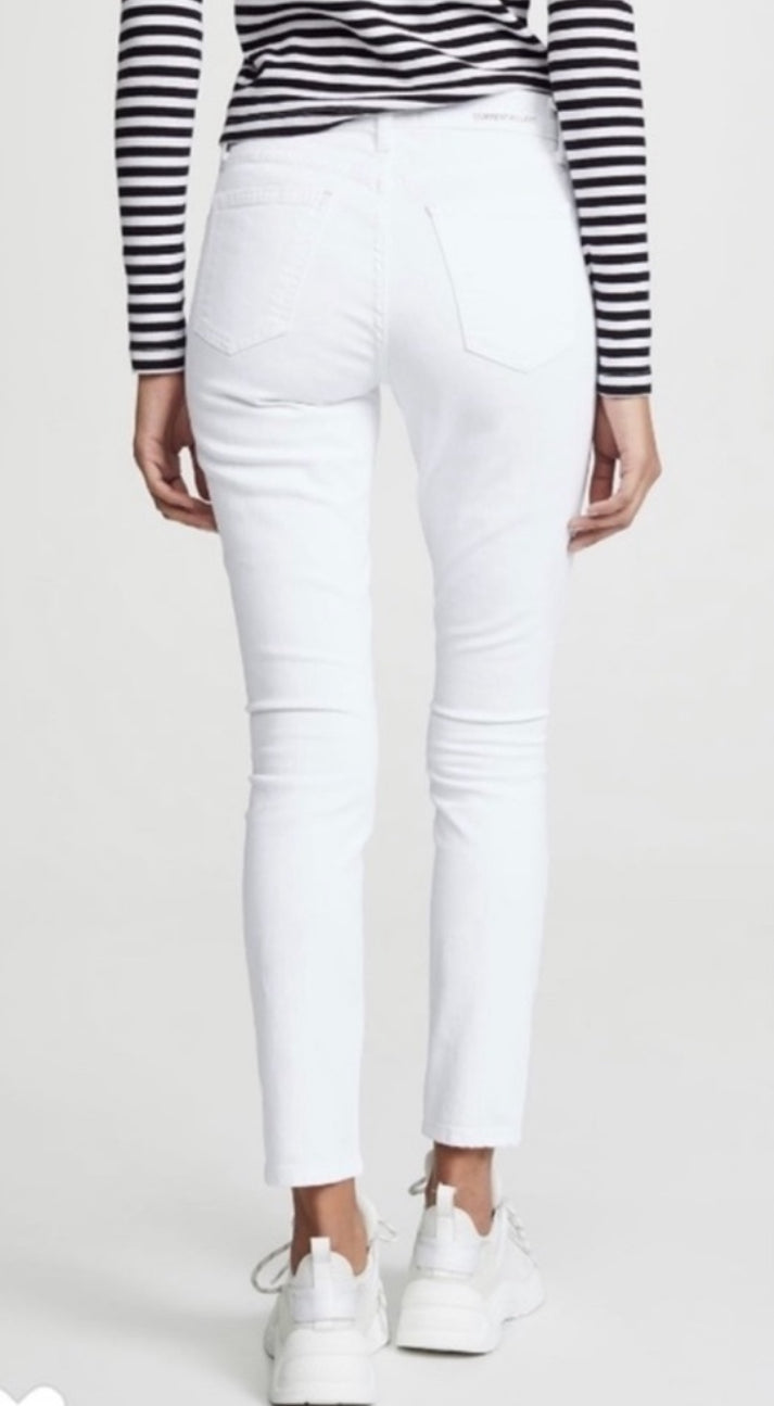 Current/Elliott High Waist Stiletto Jeans in White Sz 26 $248