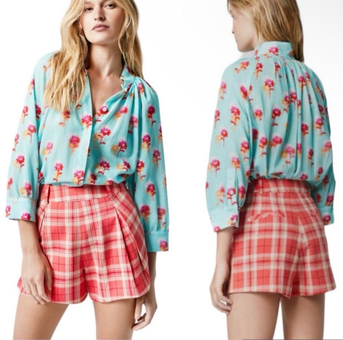 Smythe Pleated Plaid Walking Shorts Sz 12