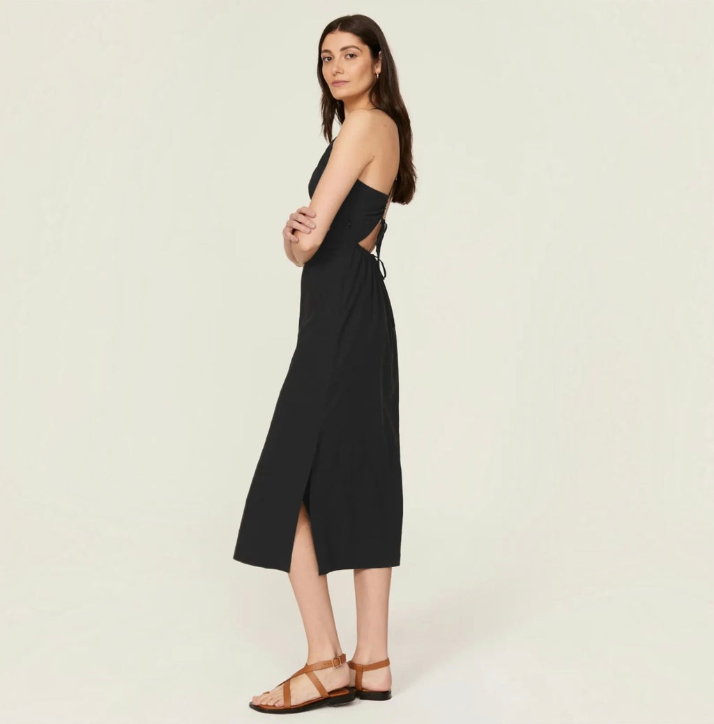 SAMSØE SAMSØE Holly Black Cutout Open Back Midi Dress XL