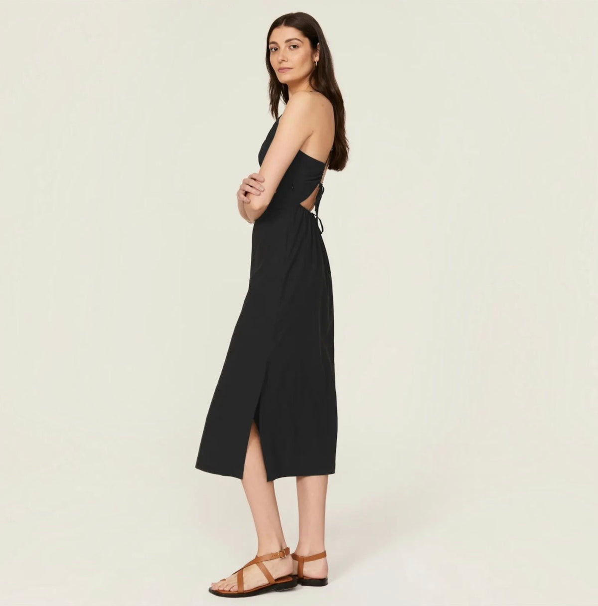 SAMSØE SAMSØE Holly Black Cutout Open Back Midi Dress XL