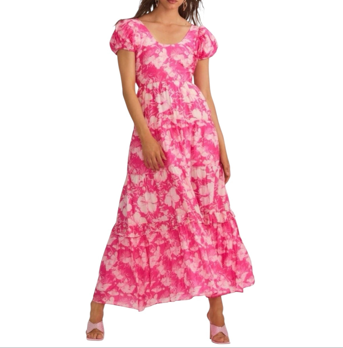 LOVESHACKFANCY
Karalie Cotton & Silk Hibiscus Maxi
Dress in Holiday Sun Fuschia Sz 2