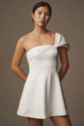 Dress The Population Olive One-Shoulder Mini Dress Ivory White Sz Small